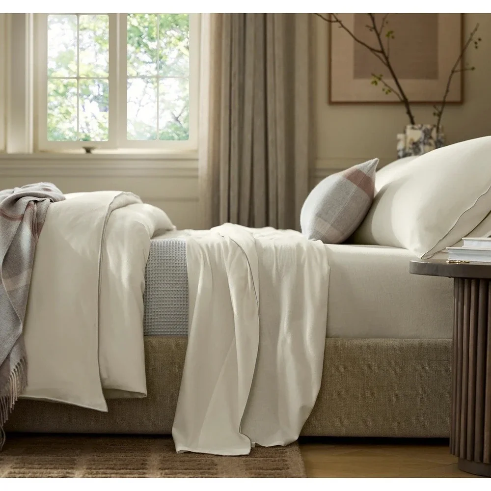 Boll & Branch Elysian Cotton Cashmere Duvet Set King/Cal King Cream/Pewter $594